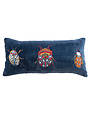 Velvet Embroidered Lumbar Pillow w/ Beetles, 18"x 8"
