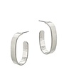 Flat Oval Hoop Earring, Matte Silver