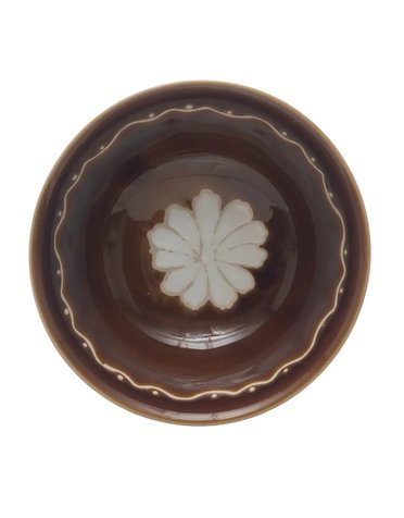 Hand-Painted Stoneware Bowl w/ Wax Relief Flower, 4.75" round