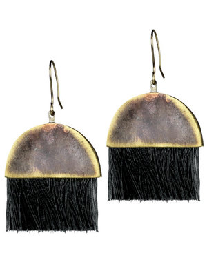 Black & Brass Tassel Earrings