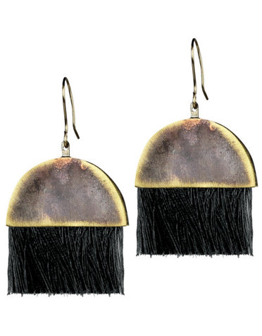 Black & Brass Tassel Earrings