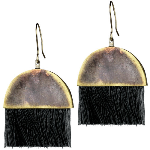 Black & Brass Tassel Earrings