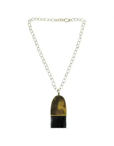 Cleo Tassel Pendant, Arch, Black & Brass