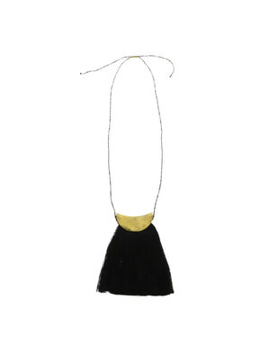 Brass Fringe Necklace, Black