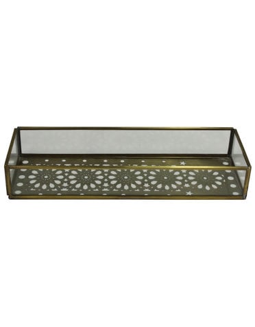 Amara Laser Cut Tray, Brass & Glass, Lrg, Available for local pick up