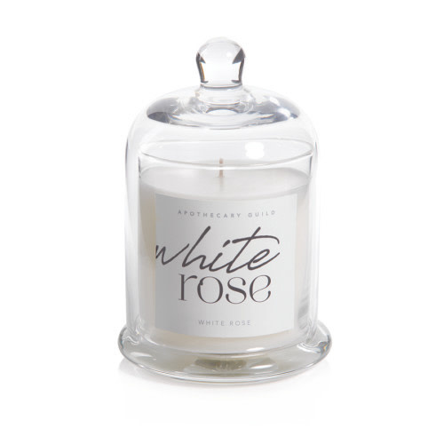 Apothocary Candle Dome Jar, White Rose 10 oz