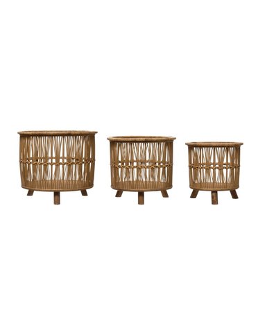 Woven Bamboo Footed Basket MD