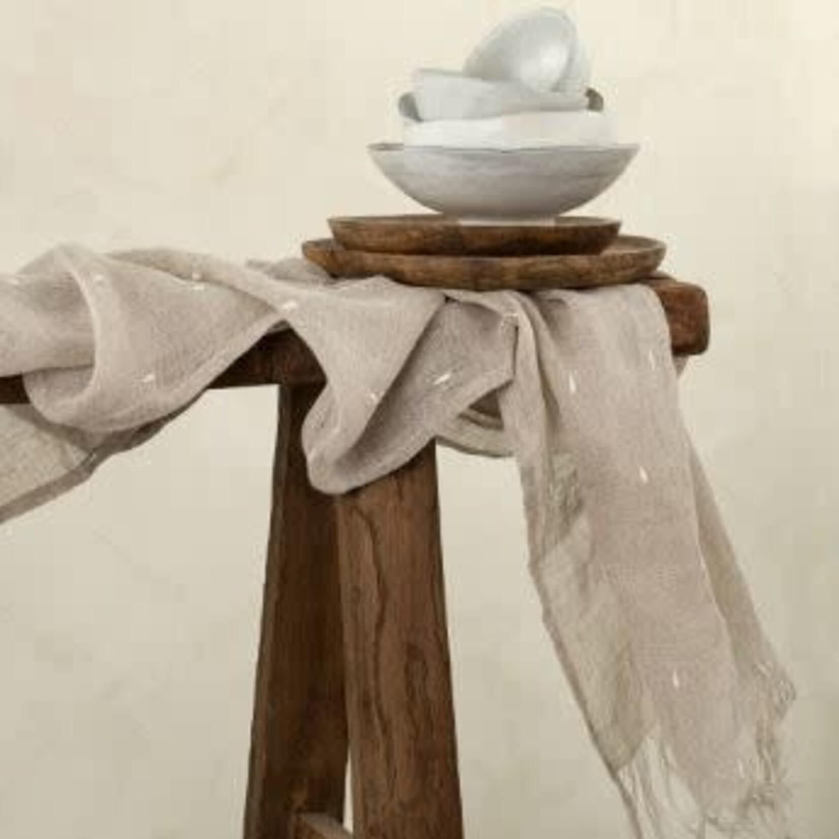 Teardrop Linen Voile Table Runner, Natural - 108"