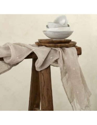 Teardrop Linen Voile Table Runner, Natural - 108"L