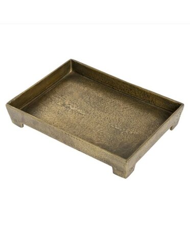 Footed Coffee Bronze Table Tray, Small, 11.5x8.25x2