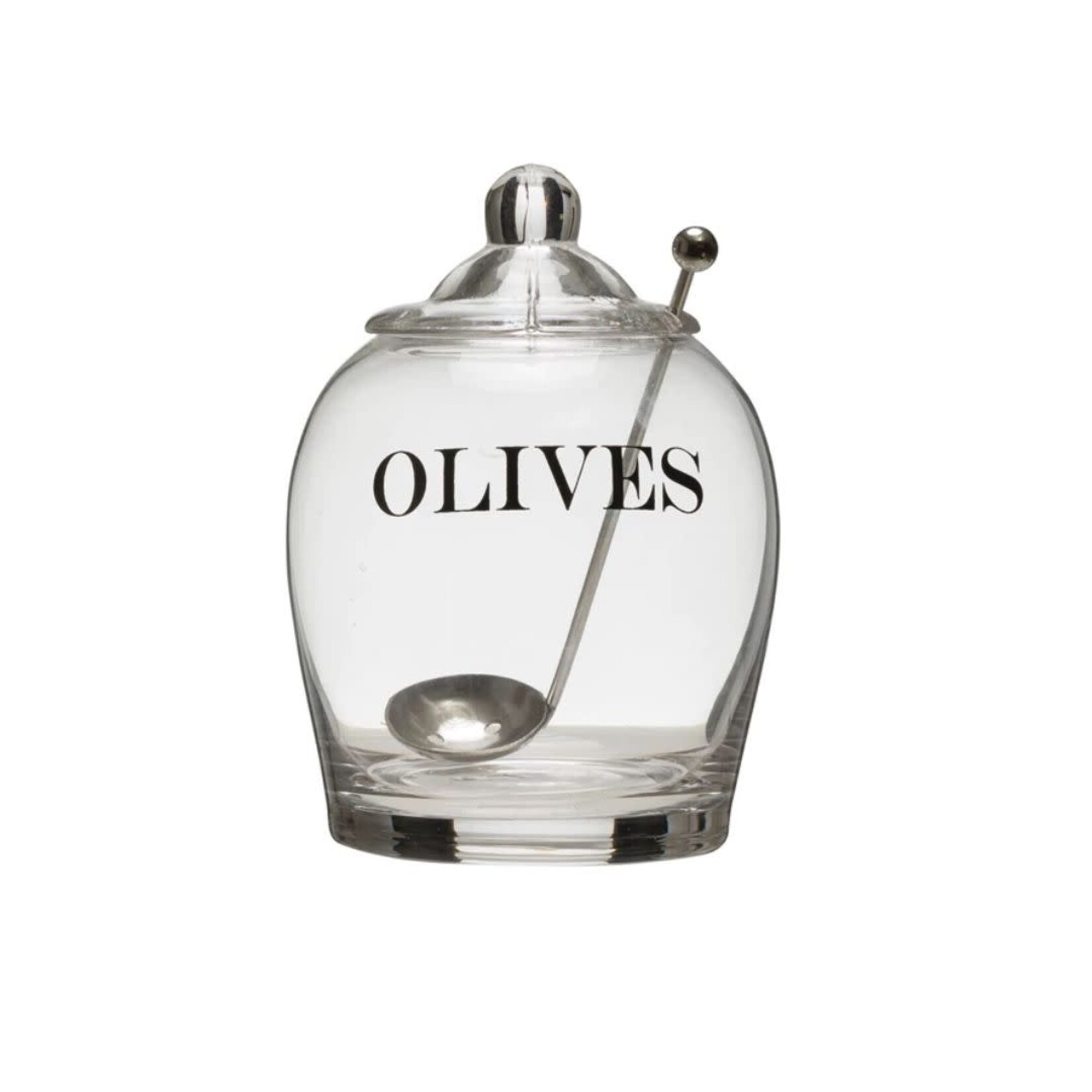 Olives Glass Jar with Slotted Spoon, 4 X 5.5 in.