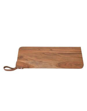 Acacia Wood Cheese/Cutting Board with Leather Strap 20x8