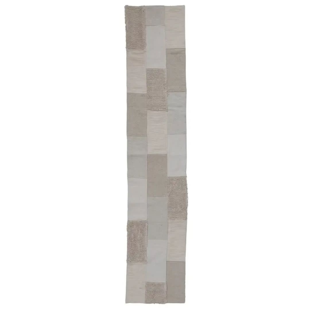 Cotton Patchwork Table Runner, Natural, 72" x 14"