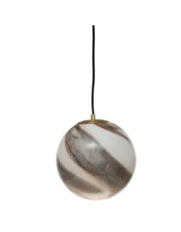 Round Marbled Glass and Metal Pendant Lamp, 9.5"x9.5" Available for local pick up