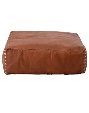 Leather Pouf with Stitch Detail,  Available for local pick up