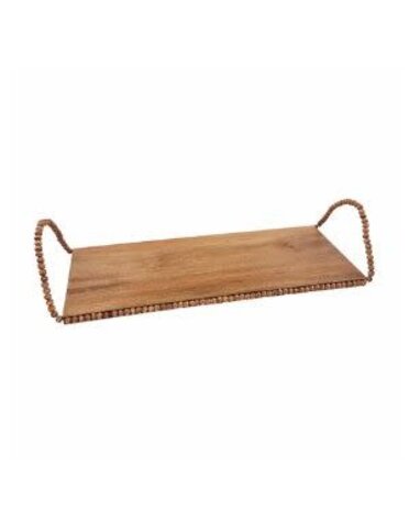 Beaded Handle Wood Tray, Large