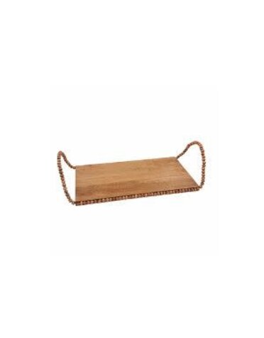 Beaded Handle Wood Tray, Small
