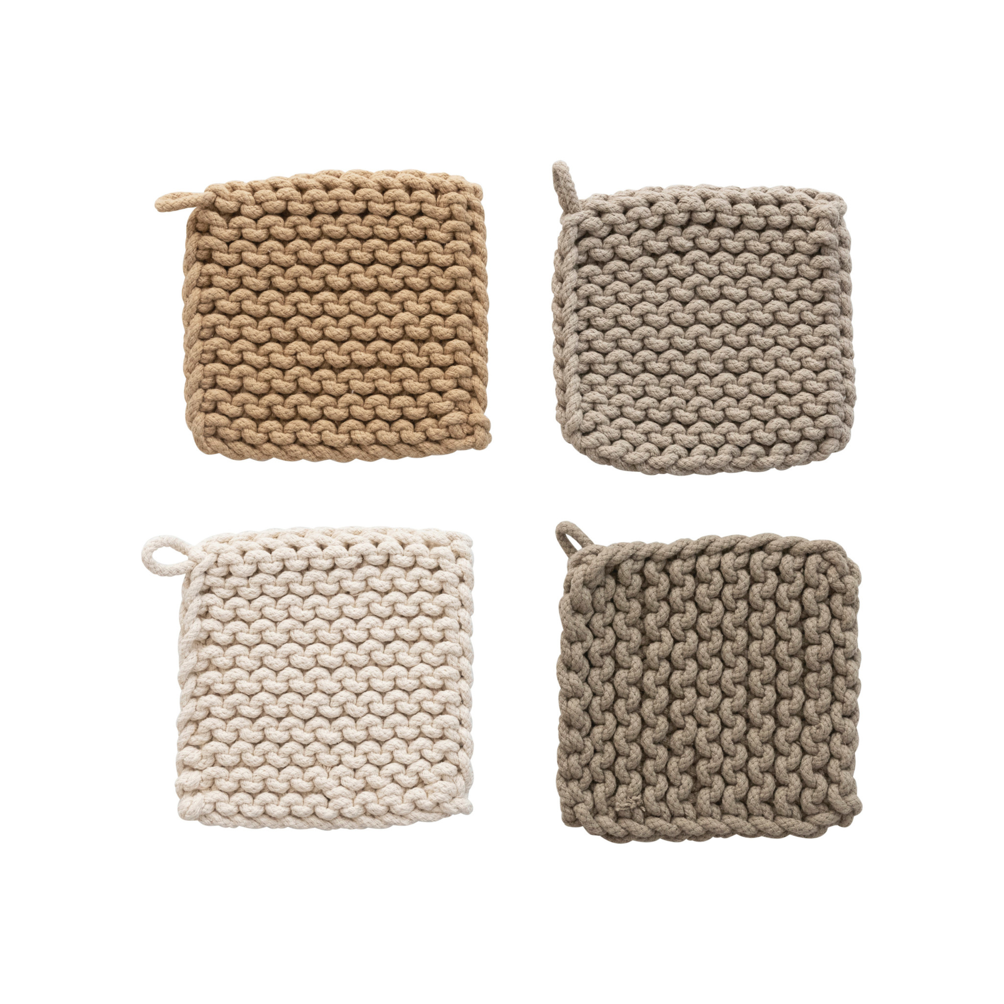 Square Cotton Crocheted Pot Holder, 8"