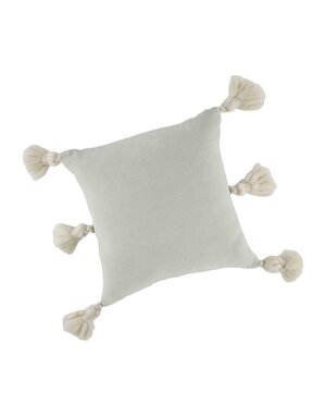 Velvet Tassel Pillow, Light Grey