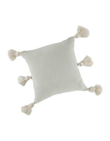 Velvet Tassel Pillow, Light Grey