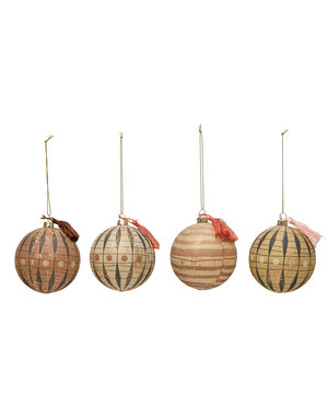 Assorted Paper Mache Ball Ornament w/ Tassel, Priced Individually