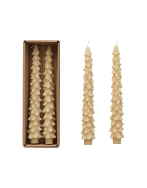 Unscented Tree Shaped Taper Candles, Cream, 10"
