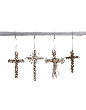 Wire Cross with Beads Ornament, Assorted
