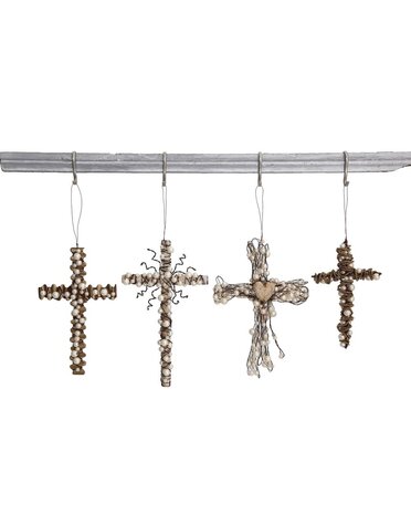 Wire Cross with Beads Ornament, Assorted