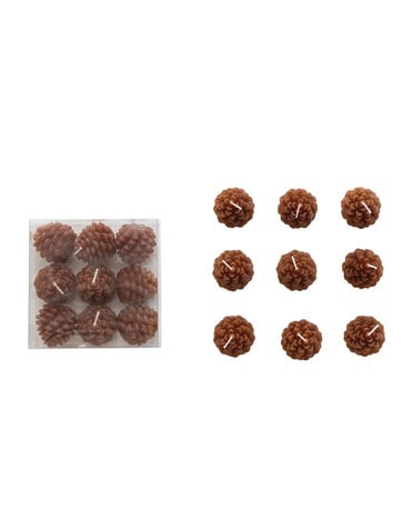 Unscented Pinecone Shaped Tealights In Box, Brown
