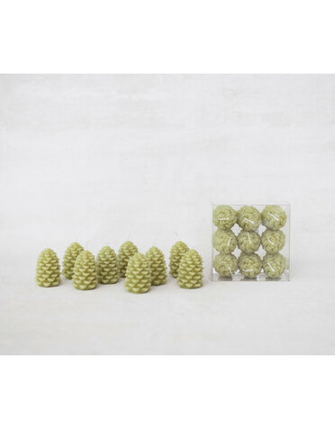 Unscented Pinecone Shaped Tealights In Box, Mistletoe Color