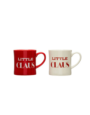 8 oz. "Little Claus" Stoneware Mug, White, priced separately