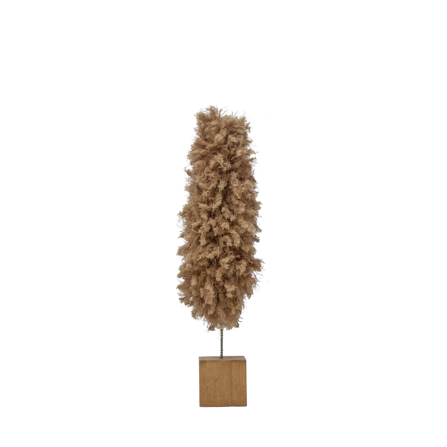 Fabric Yarn Tree with Wood Base, Tan, 12"