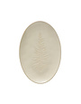Oval Debossed Stoneware Platter with Tree Design, 12"x 8"