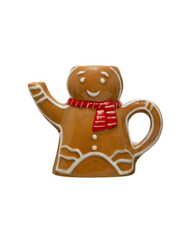 6 oz. Hand-Painted Ceramic Gingerbread Man w/ Scarf Creamer