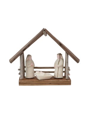 Handmade Driftwood & Paper Mache Nativity, 8"x 7"