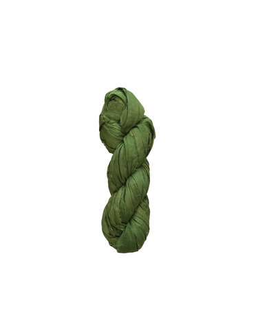 Recycled Torn Silk Ribbon, Green, 70 yds