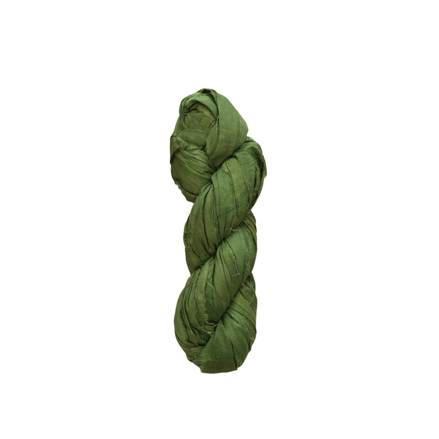 Recycled Torn Silk Ribbon, Green, 70 yds