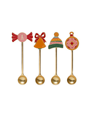 Assorted Zinc Alloy Spoon w/ Enameled Holiday Icon Handle, Priced Individually