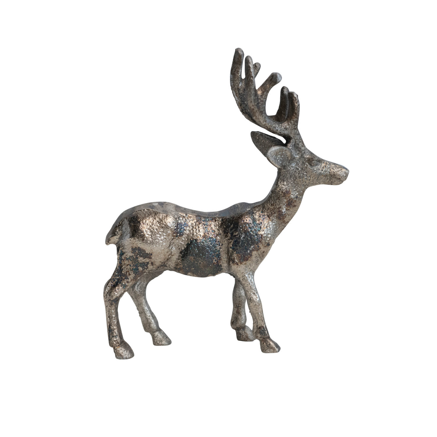 Cast Aluminum Standing Deer, Antique Pewter Finish