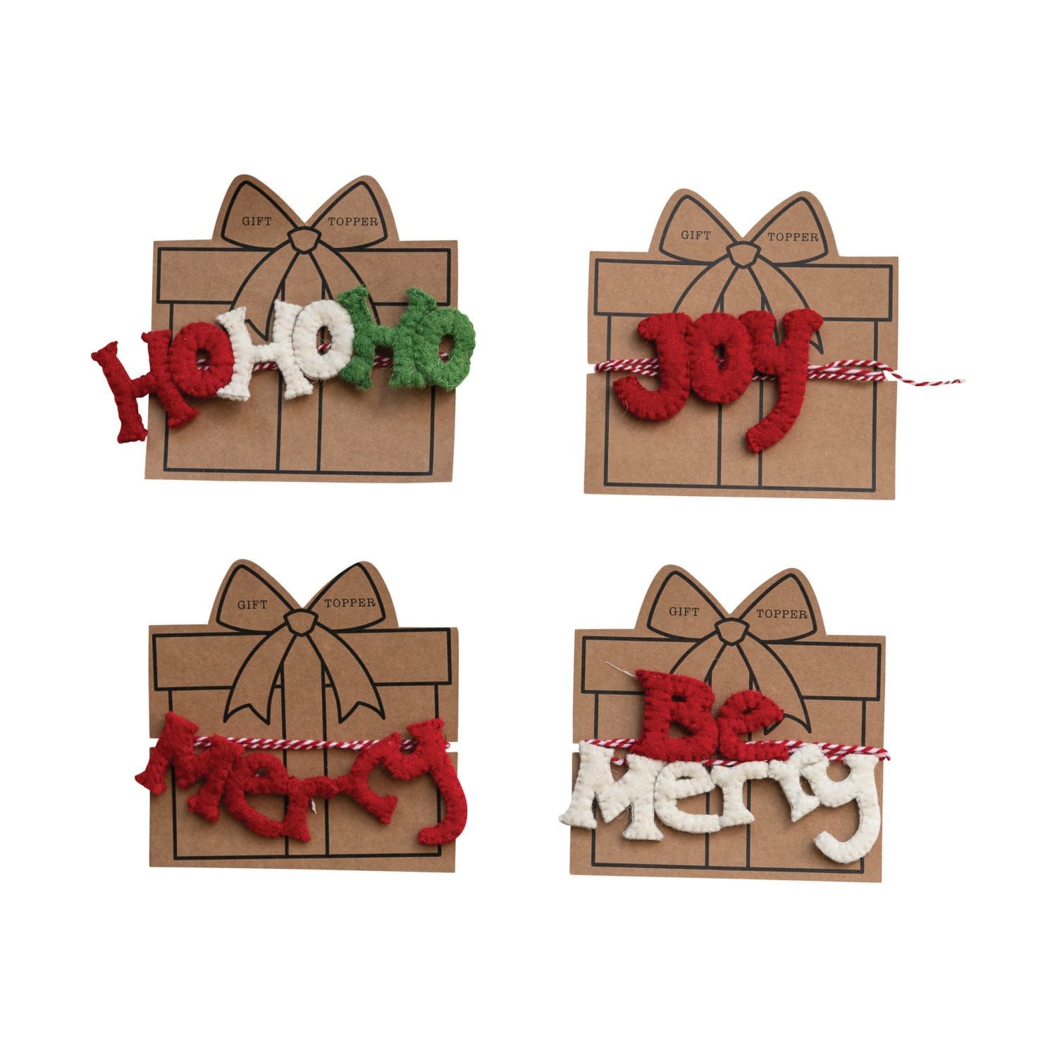 "Be Merry" Handmade Wool Felt Holiday Saying Gift Topper