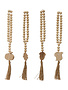 Assorted Paulownia Wood Beads w/ Fall Icon & Jute Tassel, Priced Individually