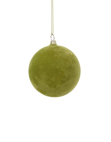 Crushed Velvet Ball Ornament, Chartreuse