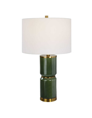 Ceramic Table Lamp, Green, 26 H