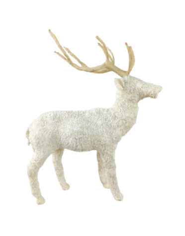 Stag Knitted White Bocule, Extra Large