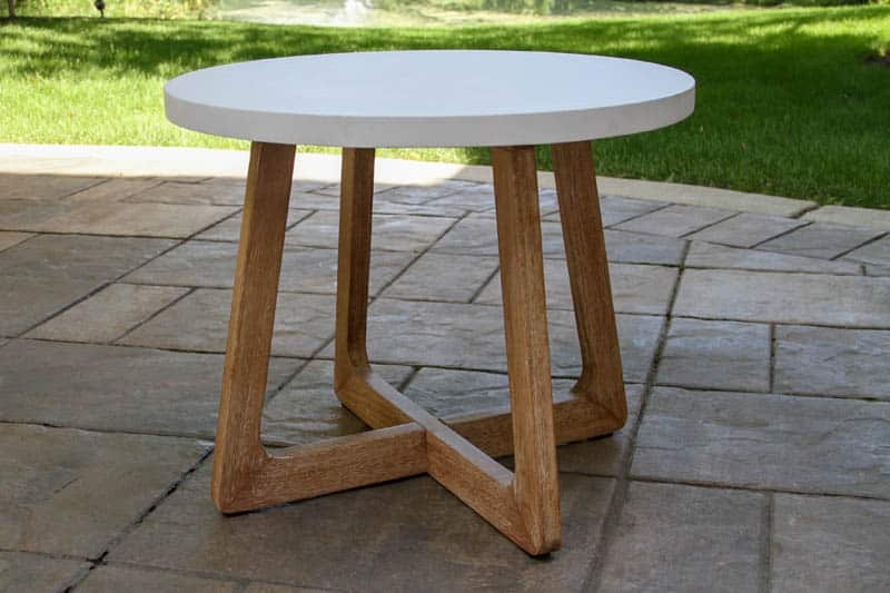 Round Ivory Composite & Washed Eucalyptus Accent Table 20", Furniture Available for Local Delivery or Pick Up