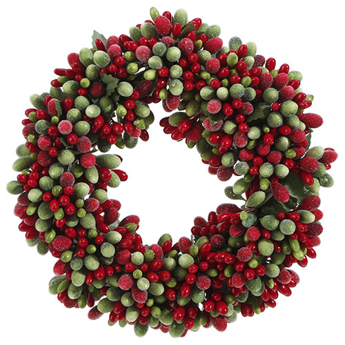 Beaded Berry Mini Wreath-Candle Ring, 6.5"