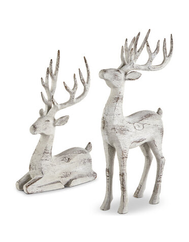 Reindeer, White Washed, Assorted Design, 16.25 in.