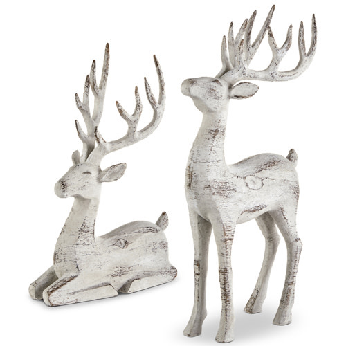 Reindeer, White Washed, Assorted Design, 16.25 in.