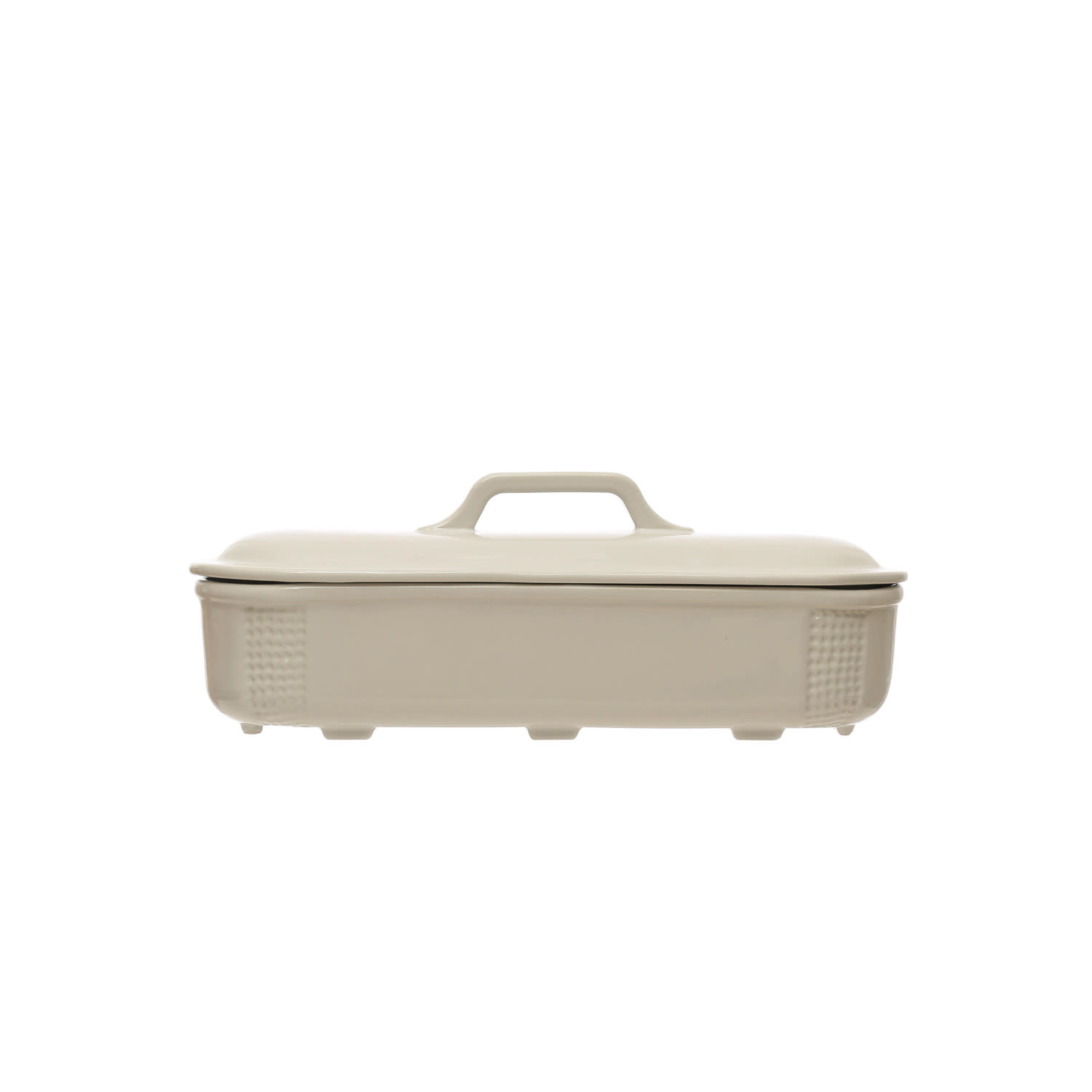 Debossed Stoneware Baking Dish w/ Lid, 2 Quart