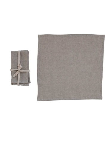 Stonewashed Square Linen Napkin Set, Natural, 18 in.